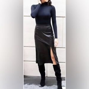 Spanx Women's Faux Leather Midi Skirt